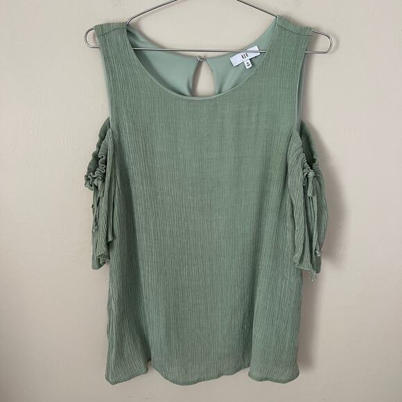 NSR Anthropologie Green Cold Shoulder Top Size XL - Picture 1 of 13